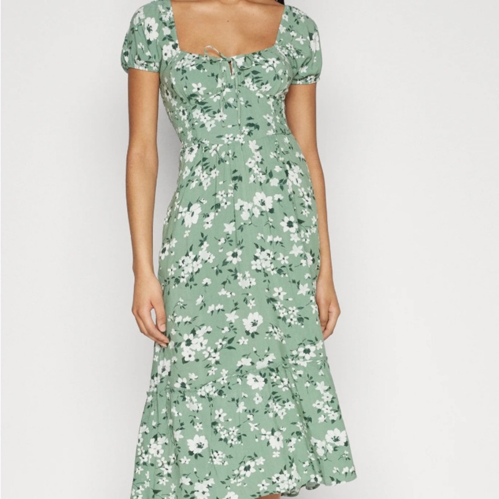 Hollister Green Floral Midi Dress
